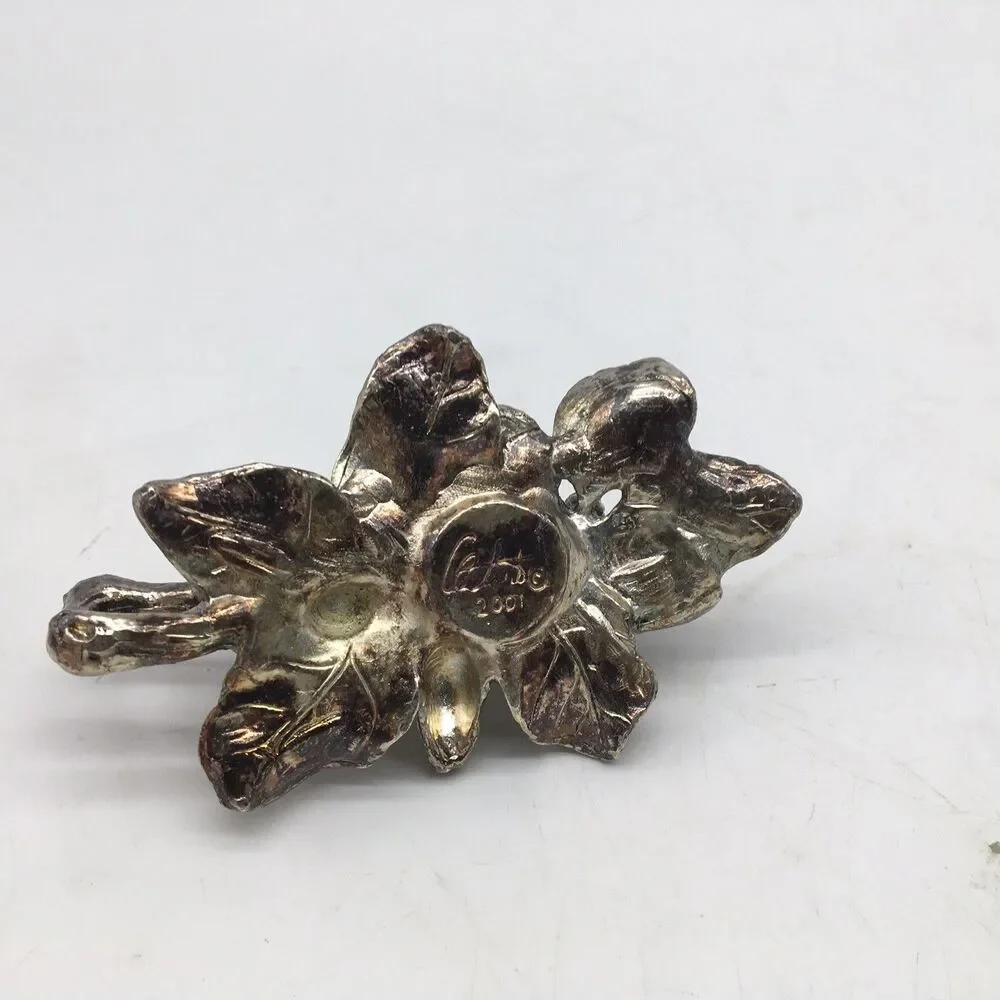Vtg Arthur Court Magnolia Flower Salt & Pepper Holder Base Only Candle Holder